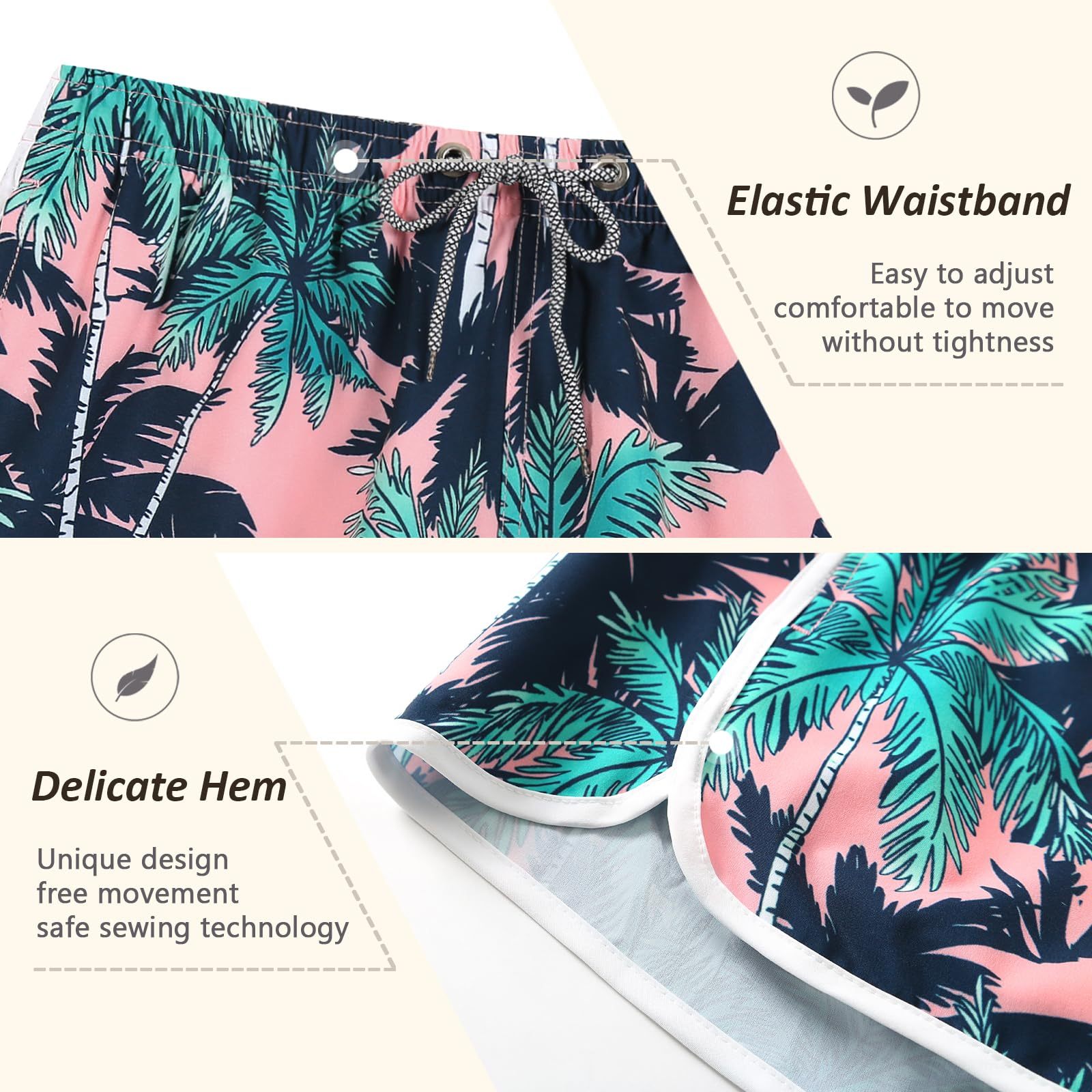 Women's Board Shorts Quick Dry Drawstring Sports Swim Shorts with Pocket