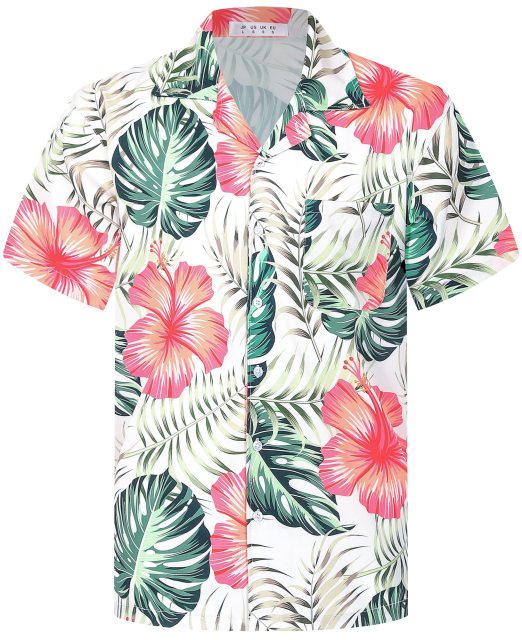 Tropical Shirts Button Down Casual Hawaiian Short Sleeve Loose Beach Shirts for Men