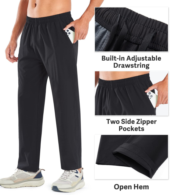 Men's Athletic Running Pants Lightweight Workout Joggers Quick Dry Gym Sweatpants Active Sports Track Training Pants
