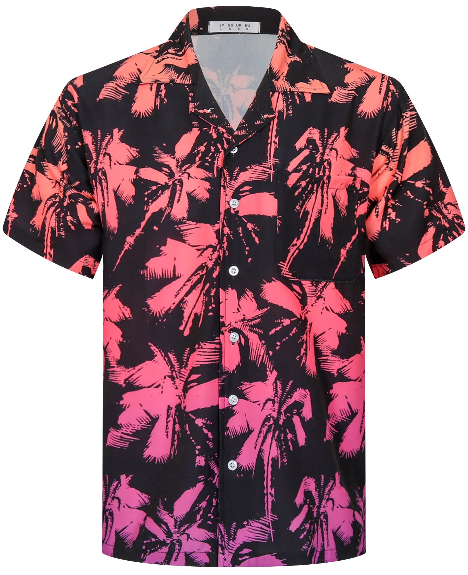 Hawaii Shirts Soft Cool Floral Tropic Print V Neck Summer Tops Short Sleeve Button Up T-Shirt