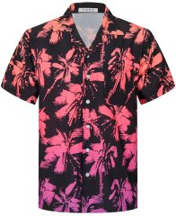 Hawaii Shirts Soft Cool Floral Tropic Print V Neck Summer Tops Short Sleeve Button Up T-Shirt