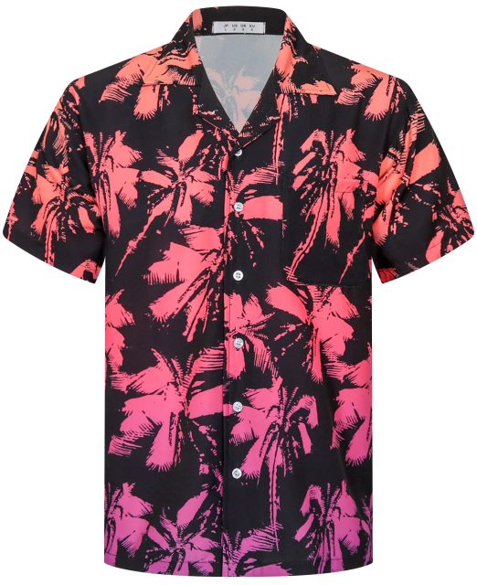 Hawaii Shirts Soft Cool Floral Tropic Print V Neck Summer Tops Short Sleeve Button Up T-Shirt