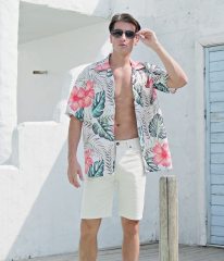 Tropical Shirts Button Down Casual Hawaiian Short Sleeve Loose Beach Shirts for Men