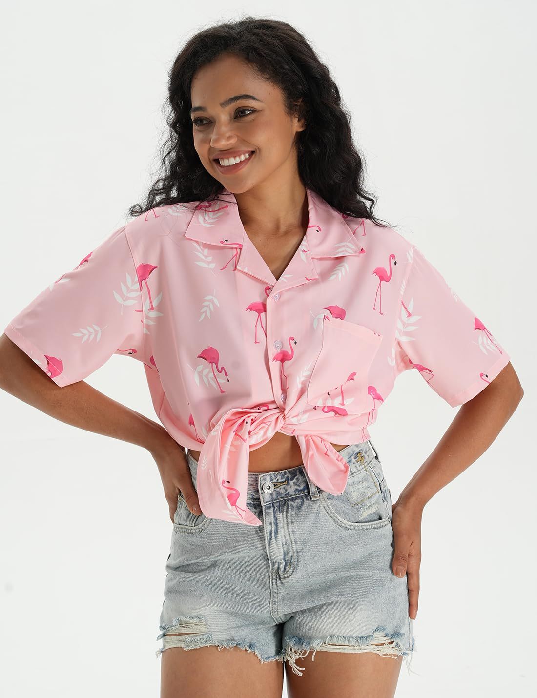 Womens Button Down Hawaiian Shirt Casual Fashion Shirts Summer Blouses