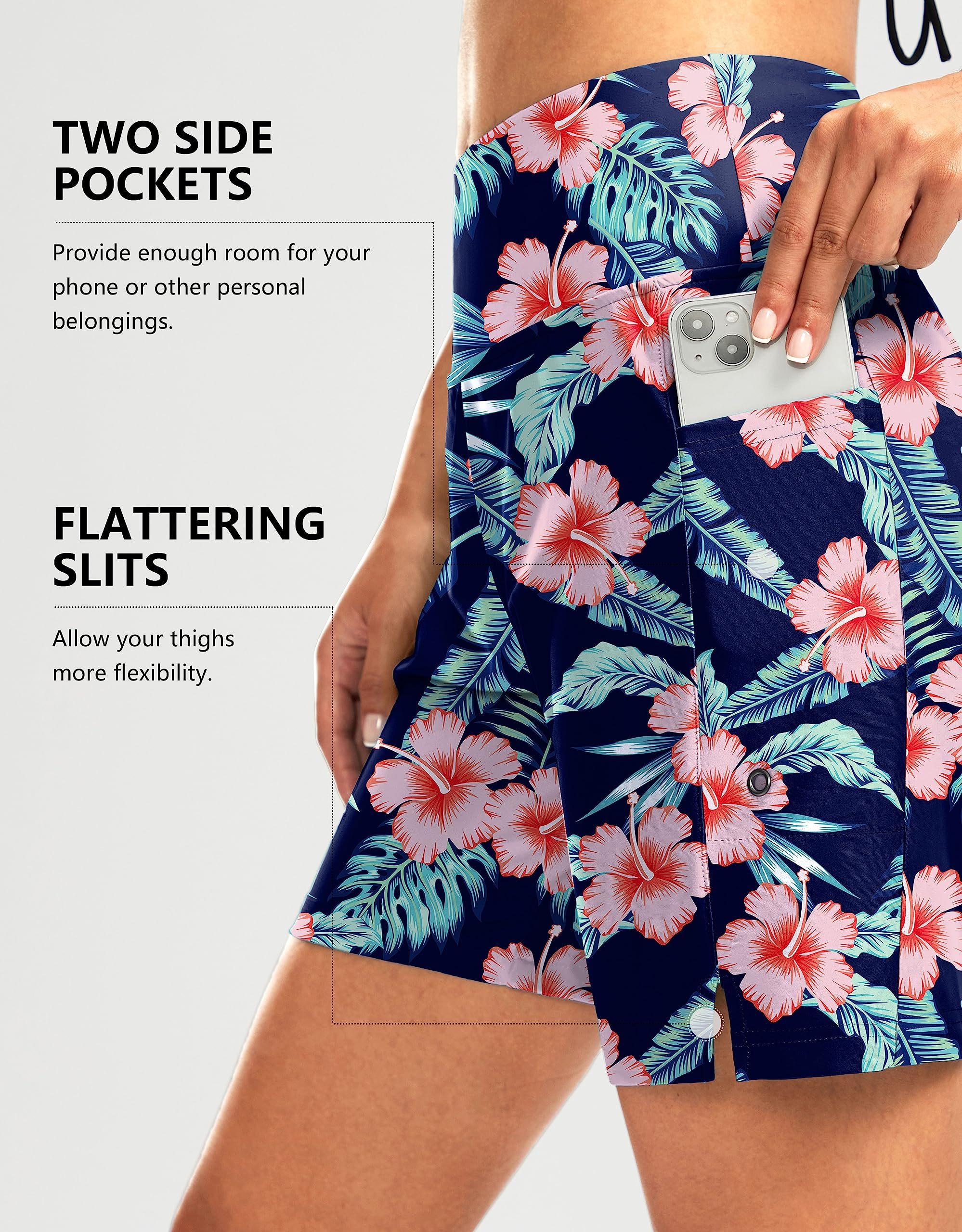 Women's Long Swim Board Shorts with Pockets Beach Swimsuits Knee Length Shorts with Liner