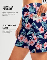 Women's Long Swim Board Shorts with Pockets Beach Swimsuits Knee Length Shorts with Liner