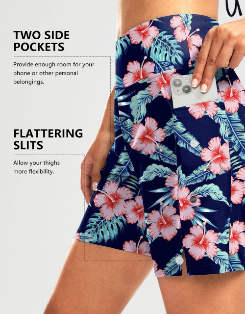 Women's Long Swim Board Shorts with Pockets Beach Swimsuits Knee Length Shorts with Liner