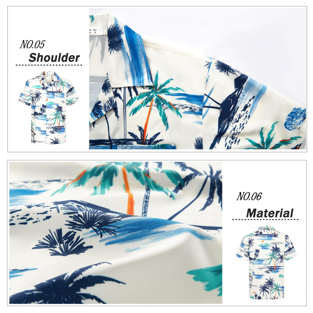 Men's Casual Hawaiian Shirt Short Sleeve Quick Dry Cruise Beach Shirts