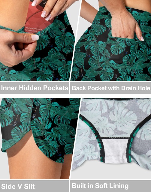 Women's Beachshorts with Pockets High Waisted Board Swimsuit Bathing Shorts with Liner