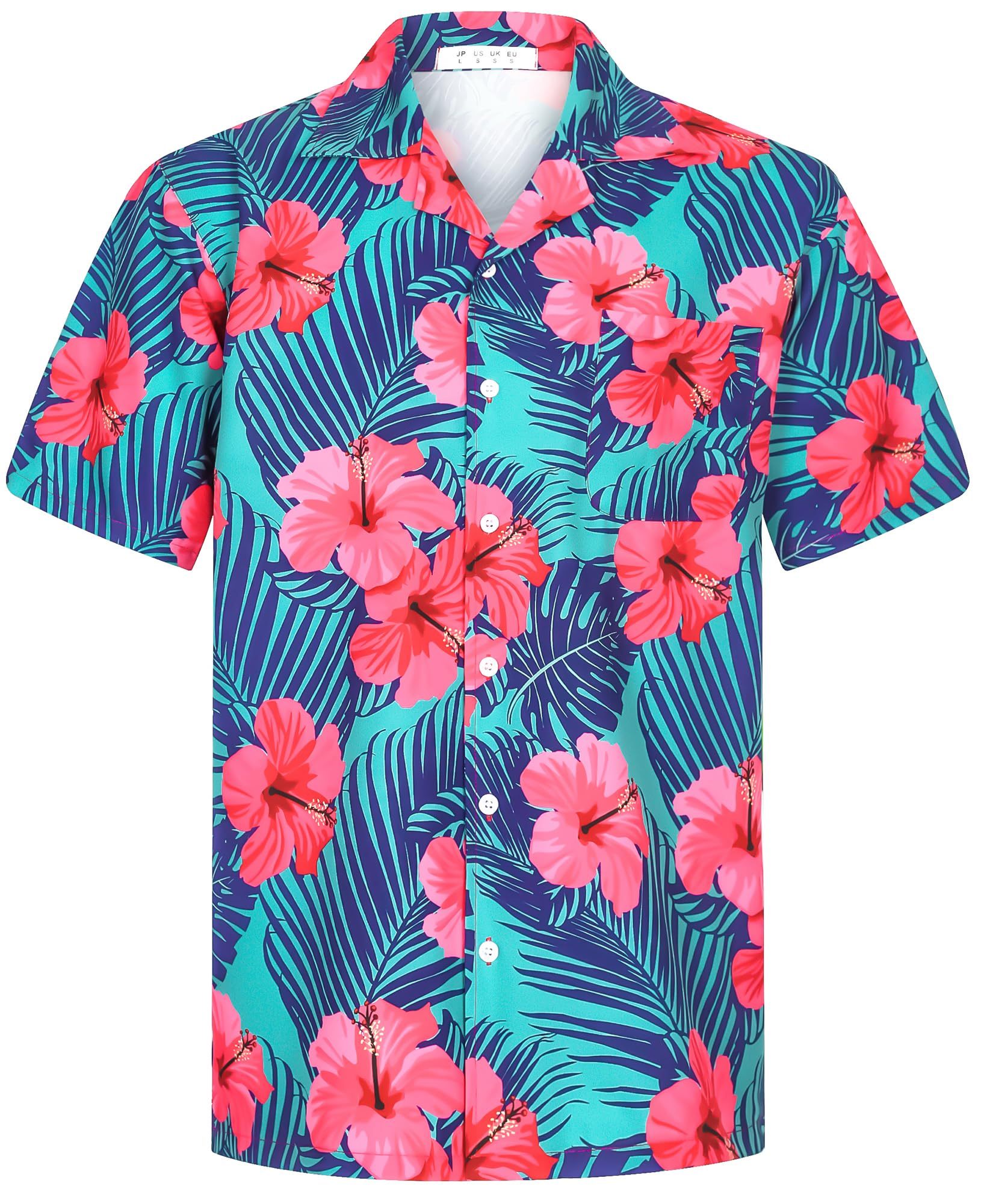 Mens Hawaiian Shirts Short Sleeve Stretch Casual Aloha Shirt Tropical Button Down Beach Shirts