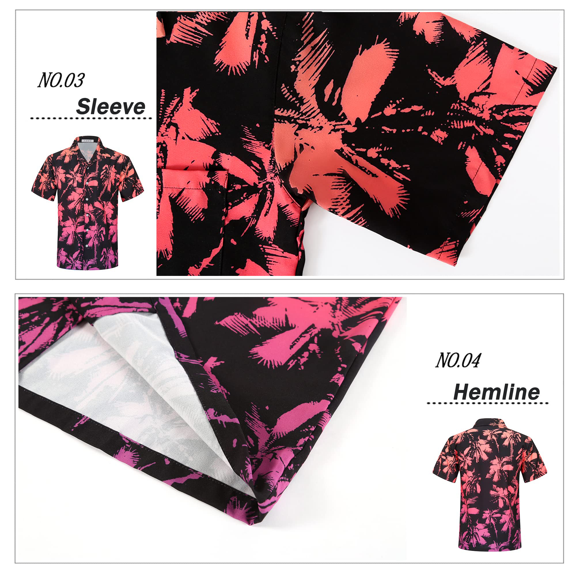 Hawaii Shirts Soft Cool Floral Tropic Print V Neck Summer Tops Short Sleeve Button Up T-Shirt