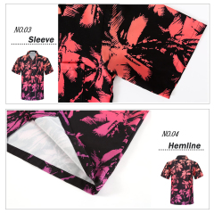 Hawaii Shirts Soft Cool Floral Tropic Print V Neck Summer Tops Short Sleeve Button Up T-Shirt