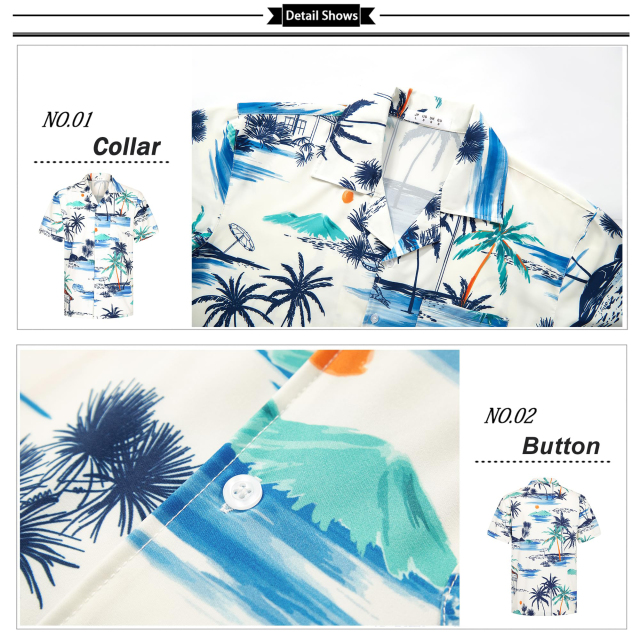 Men's Casual Hawaiian Shirt Short Sleeve Quick Dry Cruise Beach Shirts