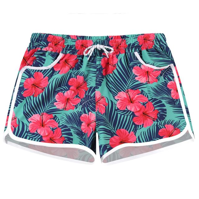 Women's Quick Dry Board Shorts Floral Beach Shorts Swim Shorts with Pockets