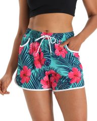 Women's Quick Dry Board Shorts Floral Beach Shorts Swim Shorts with Pockets
