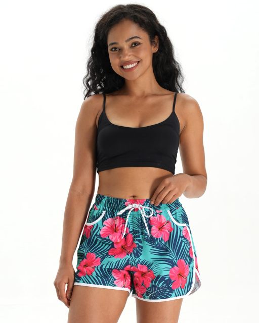 Women's Quick Dry Board Shorts Floral Beach Shorts Swim Shorts with Pockets