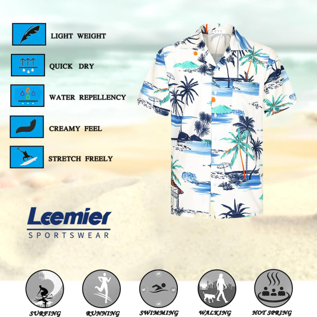 Men's Casual Hawaiian Shirt Short Sleeve Quick Dry Cruise Beach Shirts