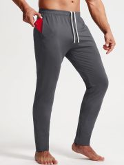 Men's Sweatpants with Zipper Pockets Tapered Track Athletic Pants Running Exercise Workout