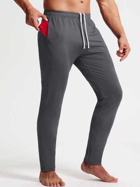 Men's Sweatpants with Zipper Pockets Tapered Track Athletic Pants Running Exercise Workout
