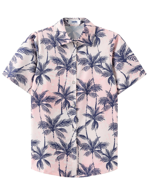 Funky Casual Hawaiian Shirt Women Button Down Short Sleeve Print Shirt