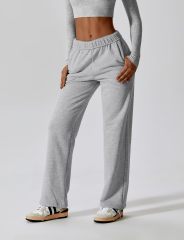 Wide Leg Sweatpants Women Stretch Waist Straight Leg Pants Baggy Yoga Pants with Pockets