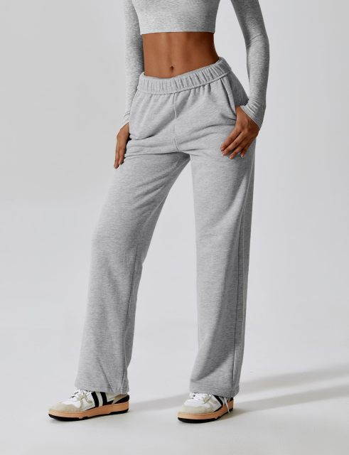 Wide Leg Sweatpants Women Stretch Waist Straight Leg Pants Baggy Yoga Pants with Pockets