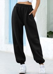 Women's Cinch Bottom Sweatpants with Pockets High Waist Jogger Pants for Gym Sporty Athletic Fit Lounge Trousers