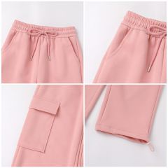 Women's Wide Leg Sweatpants Elastic High Waisted Baggy Drawstring Cuffs Athletic Pants with Pockets