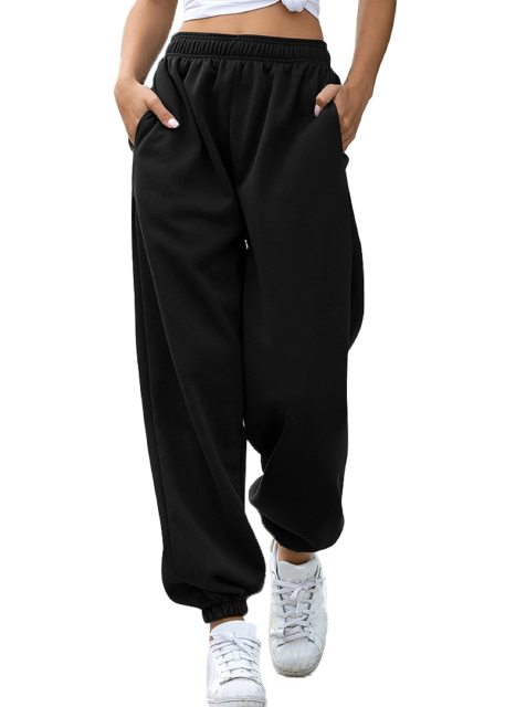 Women's Cinch Bottom Sweatpants with Pockets High Waist Jogger Pants for Gym Sporty Athletic Fit Lounge Trousers