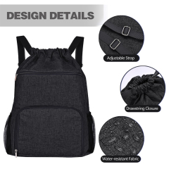 Drawstring Backpack Sports Gym Bag Wet Pocket and Shoe Compartment Water-Resistant String Bag