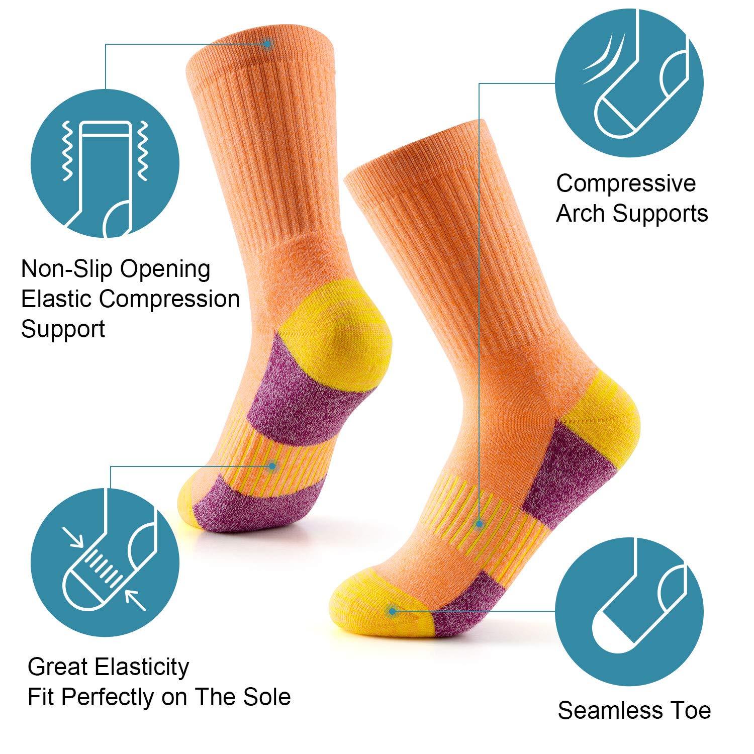 Leemier Sportswear Women's Thick Cushion Athletic Crew Socks for Hiking and Running