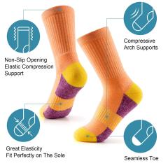 Leemier Sportswear Women's Thick Cushion Athletic Crew Socks for Hiking and Running