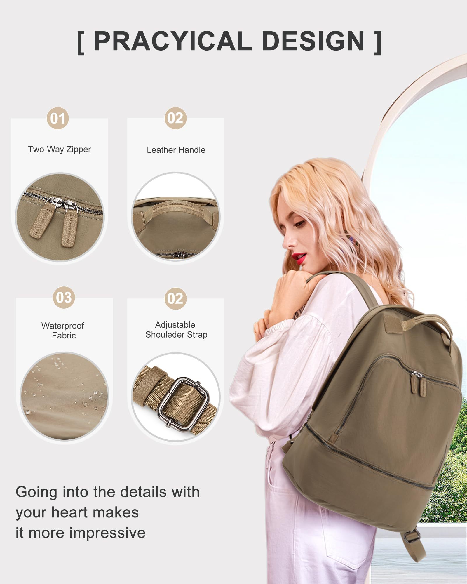Leisure Sports Backpack with Shoe Compartment Holder Gym Backpacks for Women Men Travel Essentials Laptop Backpack