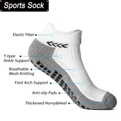 Anti-slip Athletic Sock for Men Women Soccer Socks with Grips Non-skid Slipper Socks Trainning Socks for Yoga Gym Football