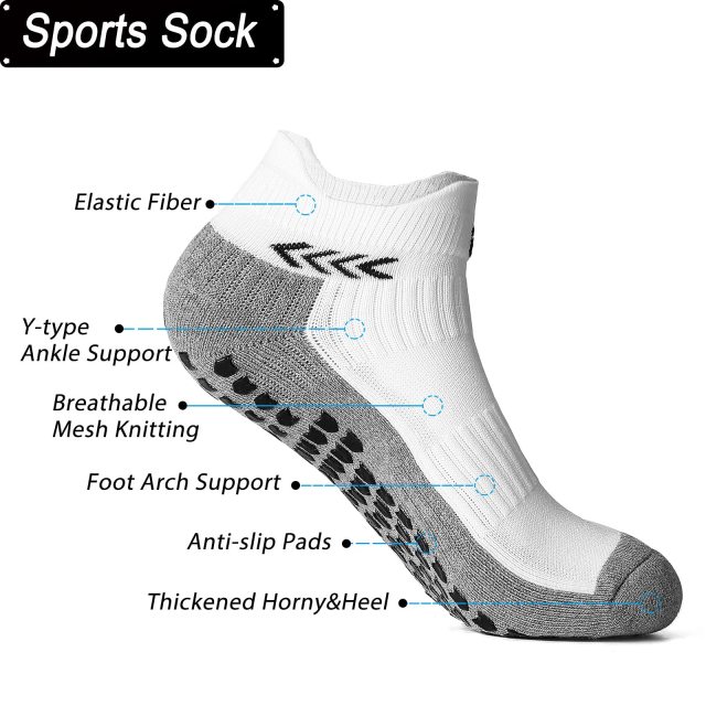 Anti-slip Athletic Sock for Men Women Soccer Socks with Grips Non-skid Slipper Socks Trainning Socks for Yoga Gym Football