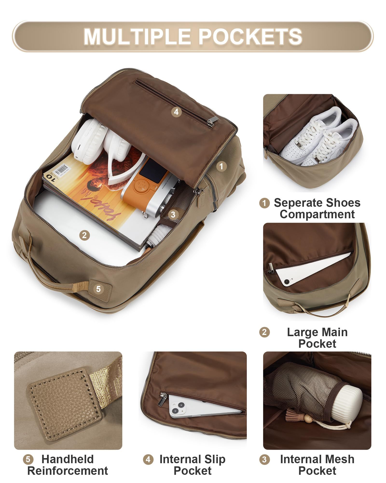 Leisure Sports Backpack with Shoe Compartment Holder Gym Backpacks for Women Men Travel Essentials Laptop Backpack