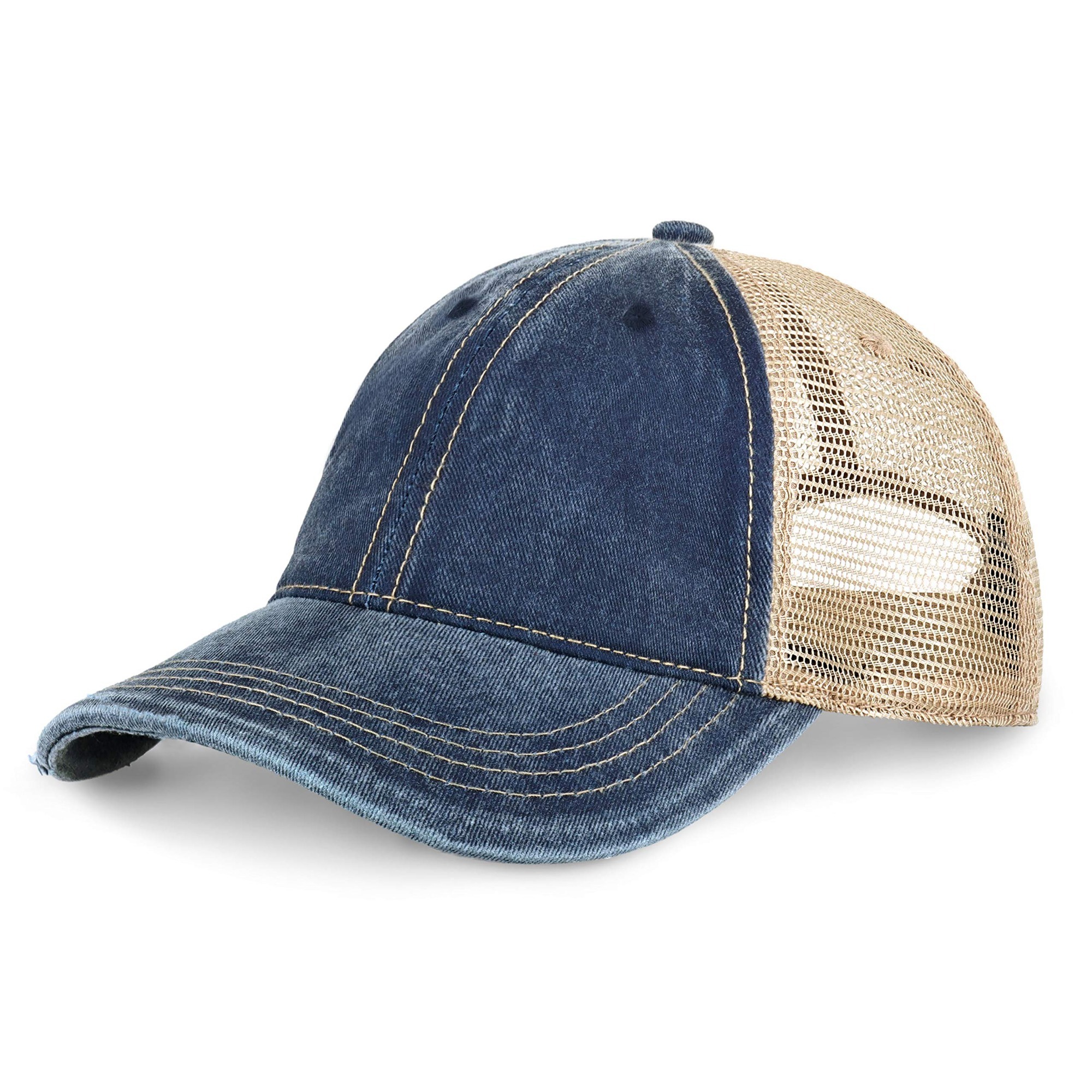 Premium Washed Trucker Hat Pigment Dyed Cap Adjustable Outdoor Headwear