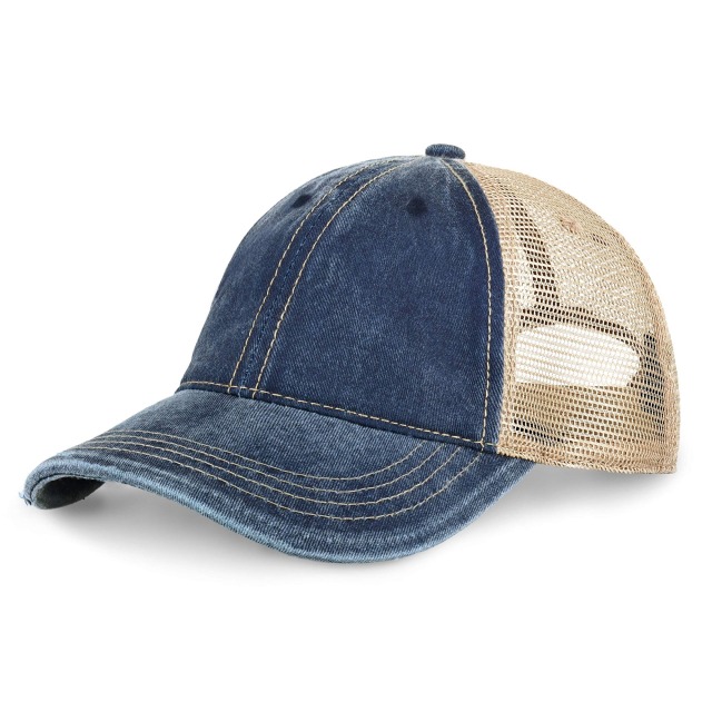 Premium Washed Trucker Hat Pigment Dyed Cap Adjustable Outdoor Headwear