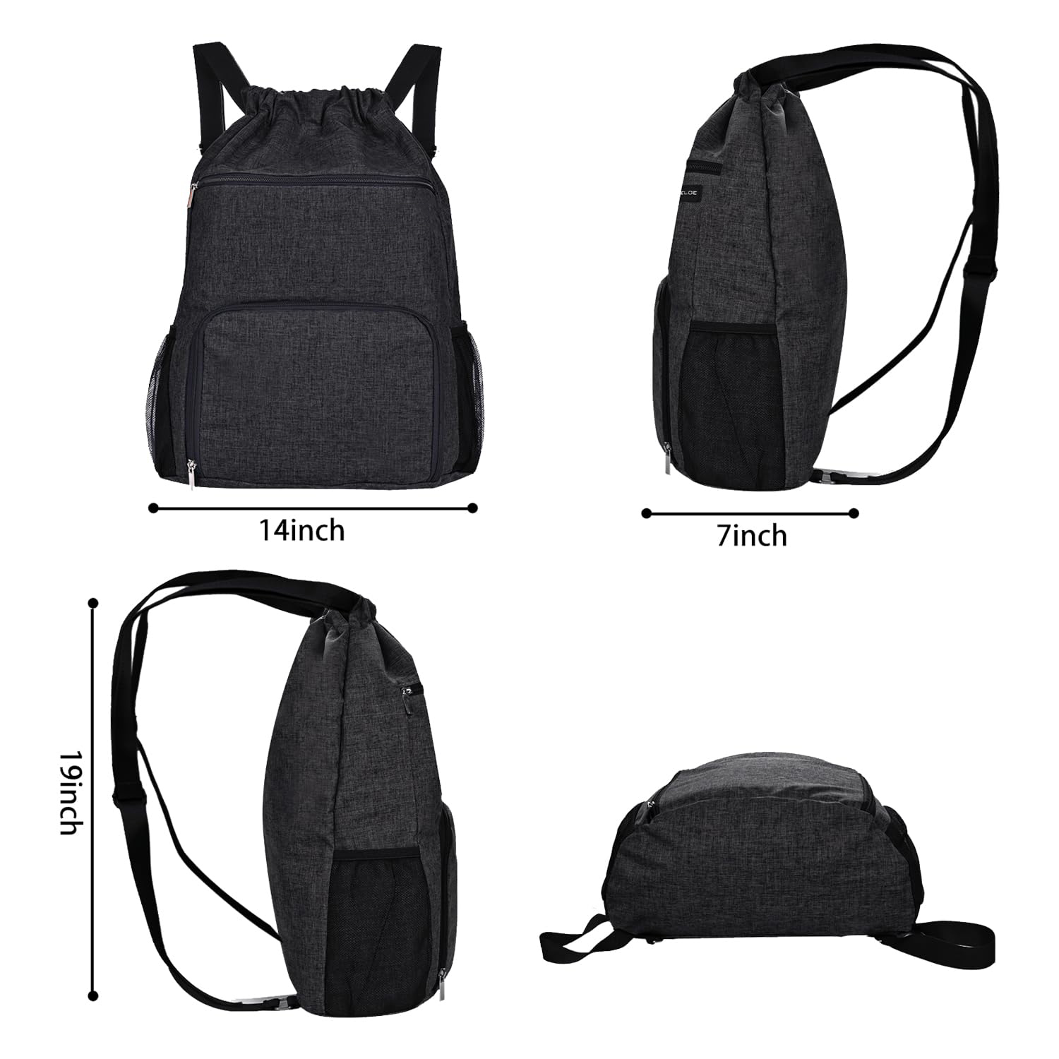 Drawstring Backpack Sports Gym Bag Wet Pocket and Shoe Compartment Water-Resistant String Bag