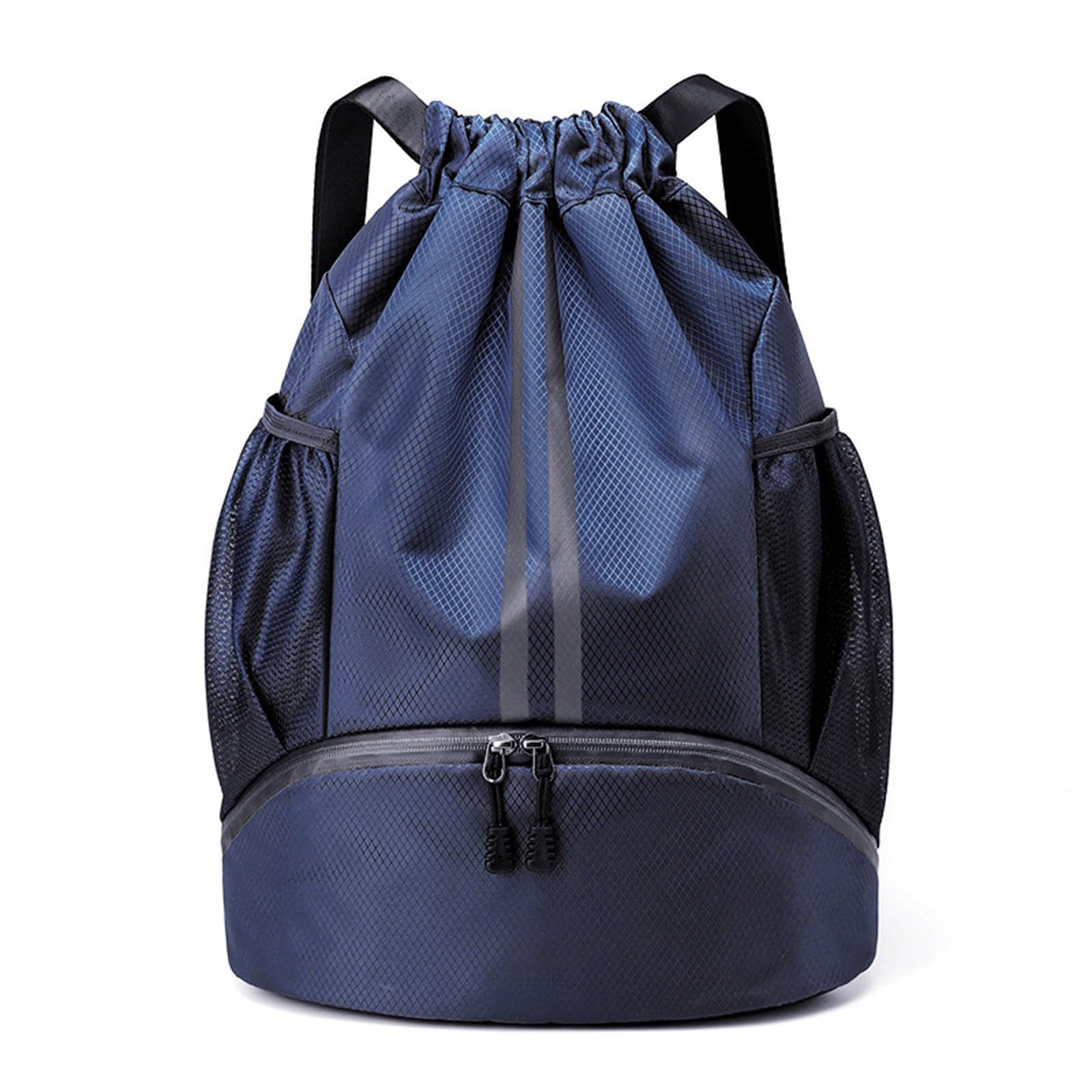 Sports Drawstring Backpack String Swim Gym Bag with Shoes Compartment and Wet Proof Pocket