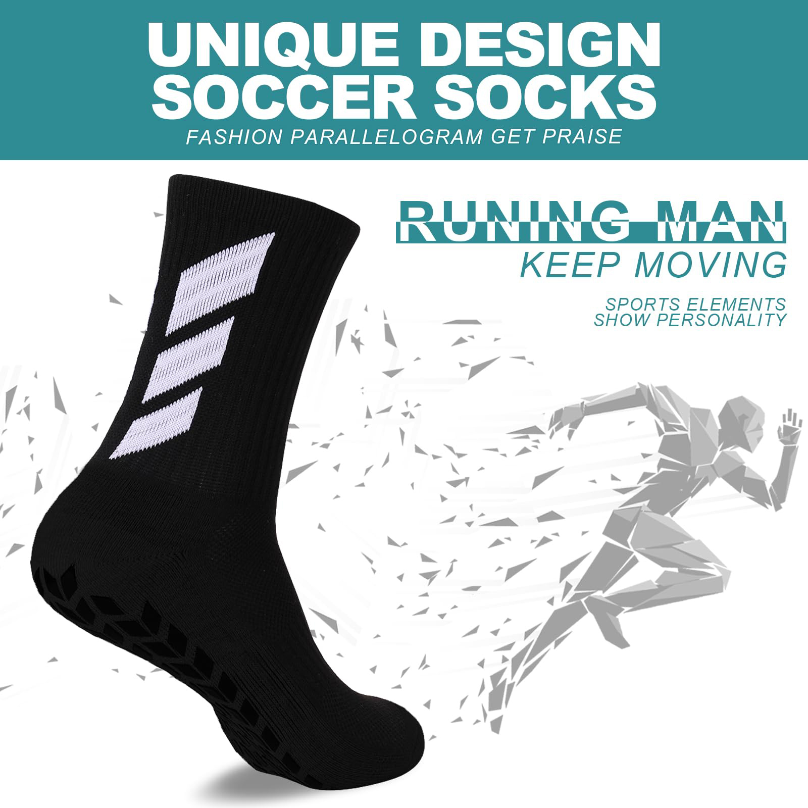 Leemier Sportswear Men's Grip Soccer Socks - Non-Slip Athletic Training and Running Socks