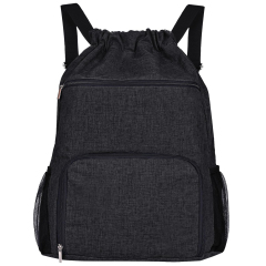 Drawstring Backpack Sports Gym Bag Wet Pocket and Shoe Compartment Water-Resistant String Bag
