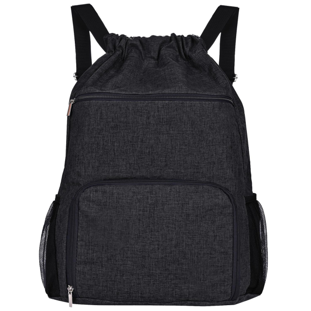 Drawstring Backpack Sports Gym Bag Wet Pocket and Shoe Compartment Water-Resistant String Bag