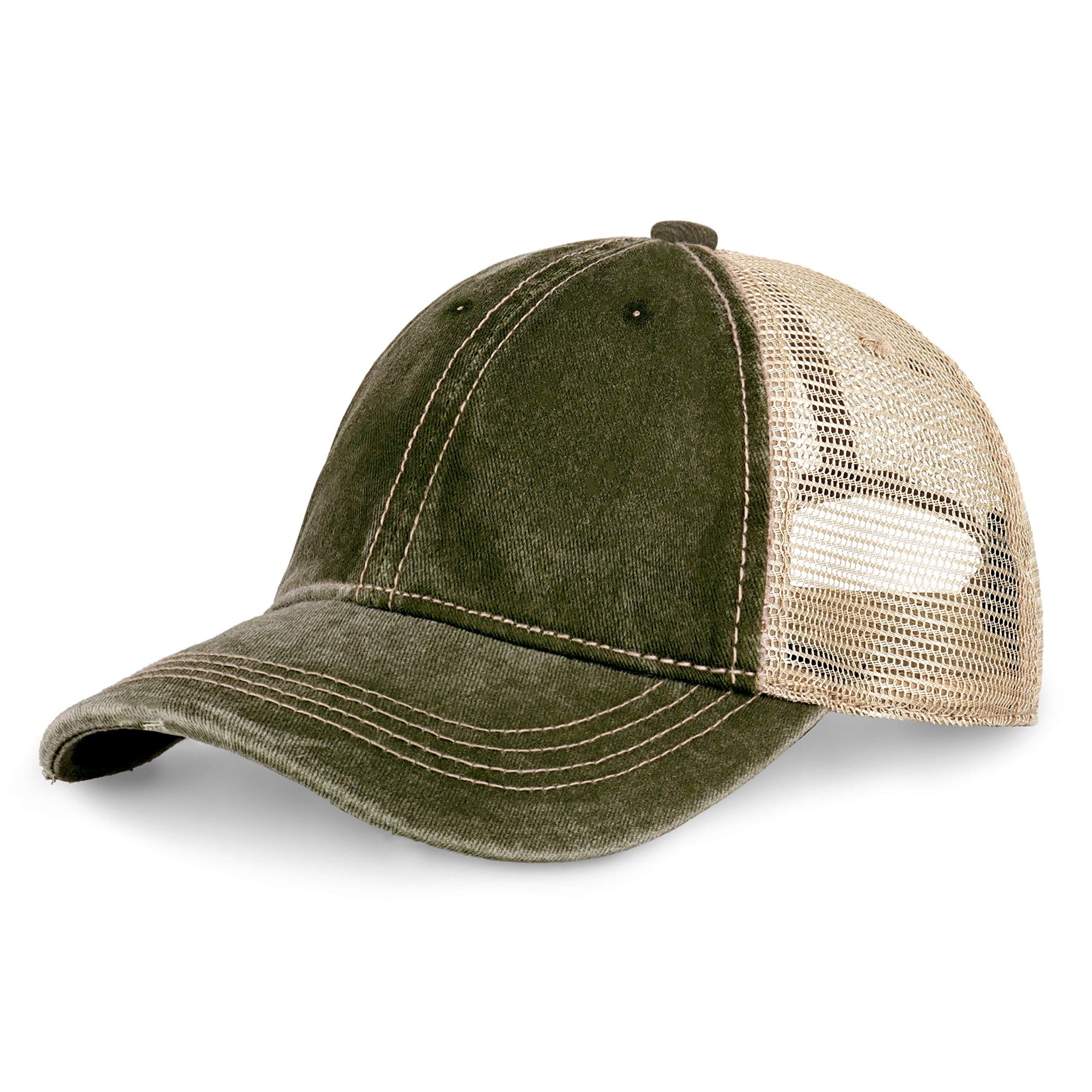 Premium Washed Trucker Hat Pigment Dyed Cap Adjustable Outdoor Headwear