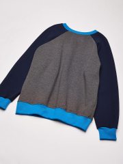 Customized Student Uniform Comfortable and Warm Crew Neck Fleece Patchwork Pullover Sweatshirt