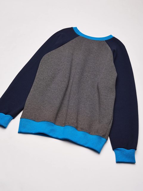 Customized Student Uniform Comfortable and Warm Crew Neck Fleece Patchwork Pullover Sweatshirt