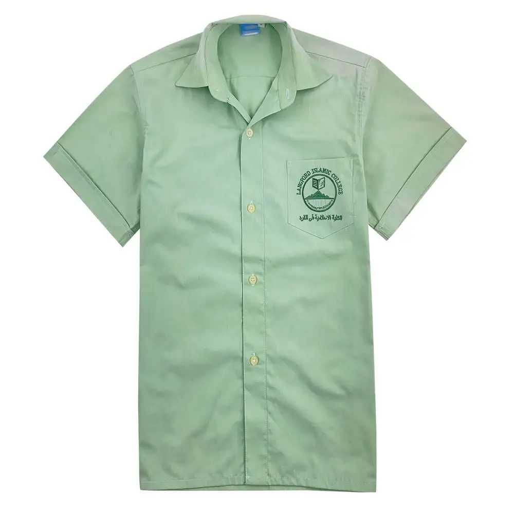 Custom Primary School Uniform Button Shirts Short Sleeve Embroidered Labels School Shirts Blouse School Uniform