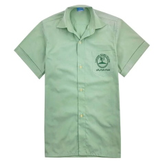 Custom Primary School Uniform Button Shirts Short Sleeve Embroidered Labels School Shirts Blouse School Uniform
