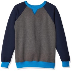 Customized Student Uniform Comfortable and Warm Crew Neck Fleece Patchwork Pullover Sweatshirt