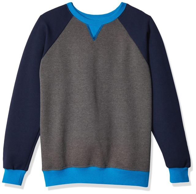 Customized Student Uniform Comfortable and Warm Crew Neck Fleece Patchwork Pullover Sweatshirt